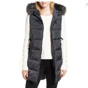 Sam Edelman Wo Faux Fur Trim Hooded Puffer Vest